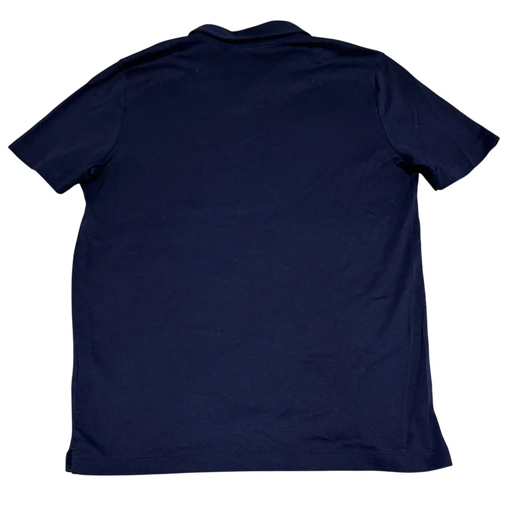 Banana Republic Polo Mens L Blue Luxury Touch Performance Striped Short Sleeve